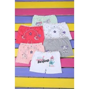 Kız Elastan Baskılı 6'lı Paket Boxer( 0181)