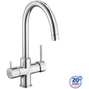 Çift Akışlı (Dual Flow) Krom Evye Bataryası – Arıtma Çıkışlı (Montaj Hariç)