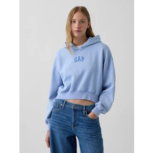 Kadın Açık Mavi Vintagesoft Crop Logo Sweatshirt