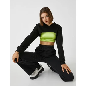 Kapüşonlu Uzun Kollu Kısa Sweatshirt