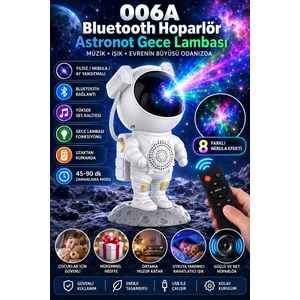 Astronot Projektör Bluetooth Hoparlörlü Gece Lambası