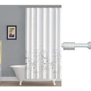 Daisy Banyo Perdesi + Askı Beyaz 180x200 cm Suya Dayanıklı Modern Tasarım