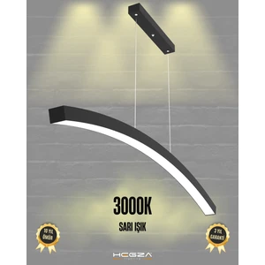 Hegza Lighting Luna (Siyah Kasa, Sarı Işık) Ledli Modern Avize