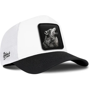 Kurt Logolu Siyah-Beyaz Trucker Şapka