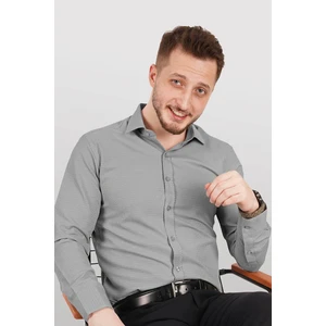 Gri Desenli Slimfit Gömlek