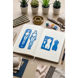 Karmelom Studio Moda Tasarım Çizim Boyama Şablon Cetvel Set