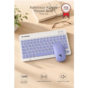 Kablosuz Klavye Mouse Seti TMK04 Mor
