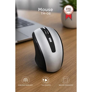 Mouse Optik Kablosuz Fare TM08 Gümüş