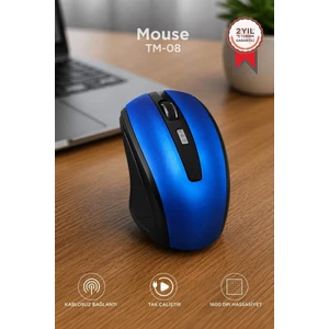 Mouse Optik Kablosuz Fare TM08 Mavi