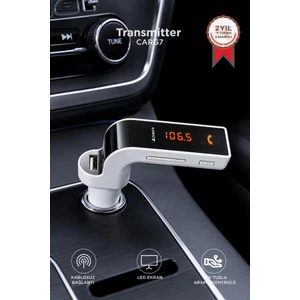 Torima Transmitter Usb Girişli Android Ios Uyumlu Bluetooth Fm CARG7 Beyaz