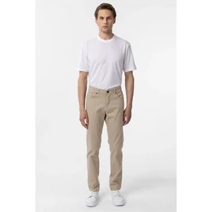 Bej Slim Düz Casual Pantolon