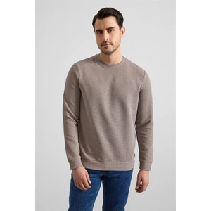 Koyu Kahve Regular Düz Bisiklet Yaka Sweatshirt