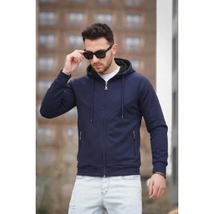 Chev Micro Interlok Kapüşonlu Fermuarlı Hırka Sweatshirt