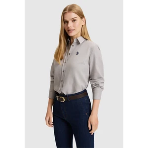 U.S. Polo Assn. Kadın Gri Uzun Kollu Basic Gömlek 50324791-VR024