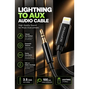 AC-300 3.5 mm Jack Lıghtnıng Aux Kablo - Siyah