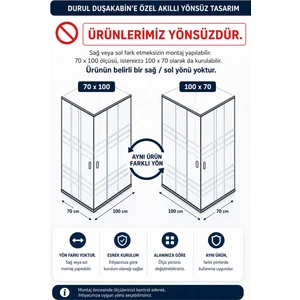 Duşakabin Kare Buzlu Temperli Cam Siyah Profil