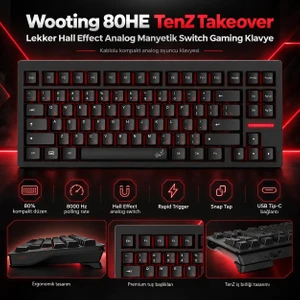 80HE Tenz Takeover Lekker Hall Effect Analog Manyetik Switch Gaming Klavye