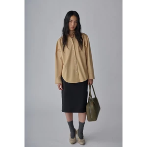 Suud Collection Camel Page Oversize Gömlek