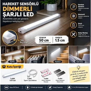 Erşah Aydınlatma Hareket Sensörlü LED Işık 50CM Beyaz