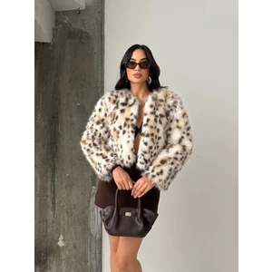 Moda Durağı Yakasız Ithal Premium Kaliteli Kürk Snow Leopard