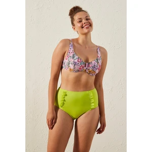 Basic Yüksek Bel Fırfırlı Yeşil Bikini Altı