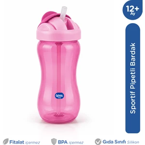 Wee Baby Renkli Pipetli Bardak 350 ml - Pembe