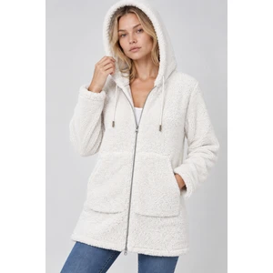 Etki Moda Kadın Kapşonlu Uzun Peluş Ceket
