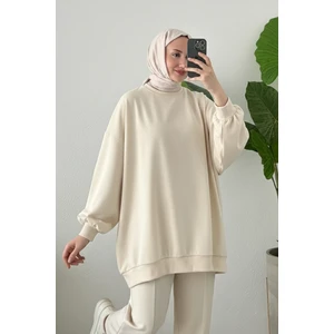 Suede Style 3044 - Rahat, Salaş Basic Kadın Uzun Sweatshirt