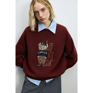 Dıamond Kadın Örme Sweatshırt Bordo
