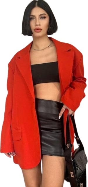 TeknoKapsül Oversize Ceket - Kırmızı