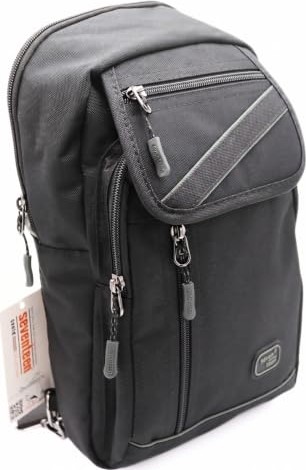 1001 Çapraz Sırt Omuz Göğüs Su Geçirmez Askılı Unisex Gri Şeritli Siyah Çanta (18X30 Cm) (Sport görsel 4