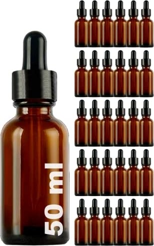 Kazan Hobi Amber 50 ml Metal Siyah Sızdırmaz Kapaklı Dropper Damlalıklı Cam Şişe 30 Adet