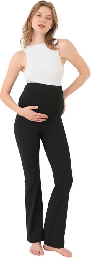Cottonhill Beauty Cottonhill Siyah Yüksek Bel Hamile İspanyol Paça Kadın Tayt