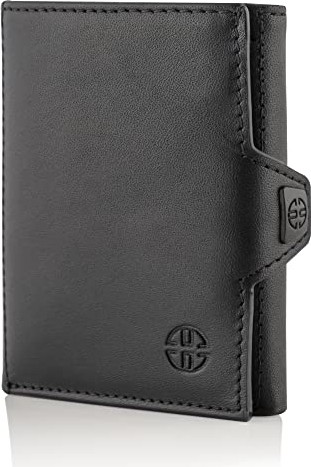 1001 Verona Unisex Rfıd Trifold Deri Cüzdan Ön Cep, Siyah, Küçük, Kartlıklı görsel 2