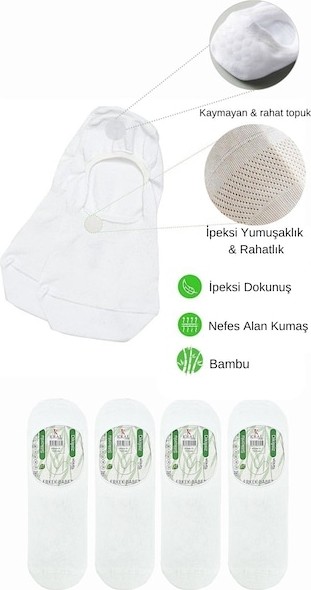 Kral Socks Erkek - Bayan Bambu Babet Çorap Dikişsiz Parfümlü Silikonlu Babet Çorap görsel 7