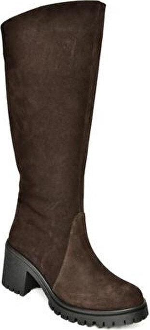 Fox Shoes R654047702 Kahverengi Kadın Çizme Hakiki Deri Süet Malzeme Kalın Topuklu Şık Tasarım görsel 5