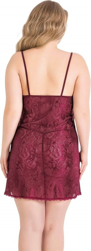 Fantastik Store Arias Closet Büyük Beden Bordo Kısa Jakarlı Gecelik