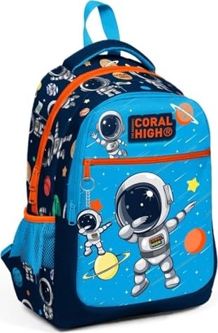 Ayrex Coral High Üç Gözlü Erkek Çocuk Ilk ve Orta Okul Çantası - Lacivert Mavi Astronot görsel 2