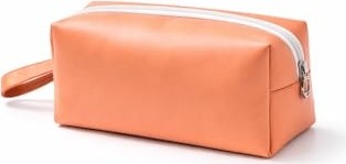 1001 Deri Makyaj Kozmetik Çantası Seyahat Tipi Çanta Organizer (Şeftali) görsel 2