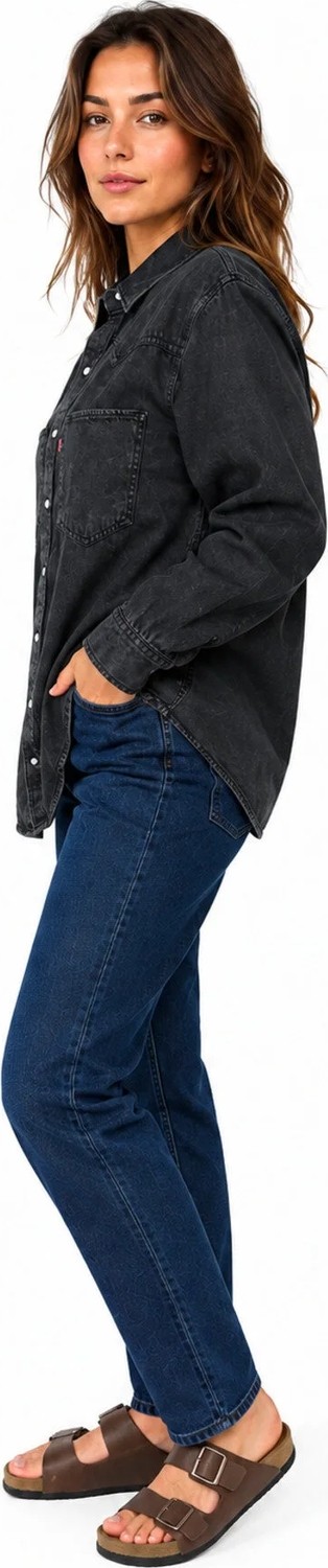 Levi's Kadın Pamuk Kot Gömlek-Füme görsel 2