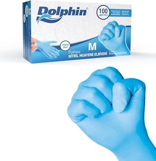 Aydogan's Kullan At Market Dolphin Mavi Nitril Eldiven Pudrasız (M) 100'LÜ Paket