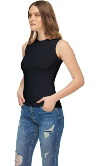 Tutku Elit 2201 Elastan Sıfır Kol 6 Adet Kadın Likralı Kadın Atlet (+3 Siyah +3 Beyaz) görsel 3
