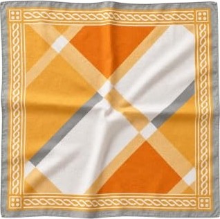 1001 Minimal Geometrik Çizgi Desen Hardal-Bej Soft Bandana Fular 50X50 cm görsel 4