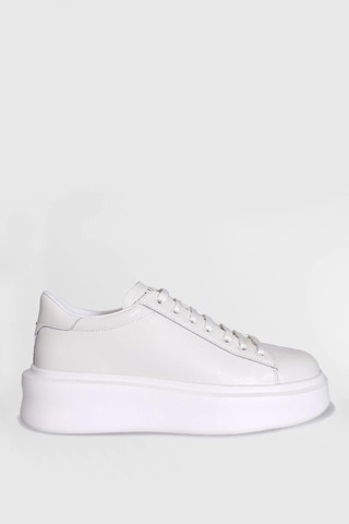 Lufian Gage Erkek Deri Sneaker Ayakkabı Beyaz Düz Tabanlı Modern Tasarım