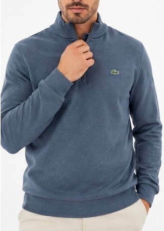 Lacoste Fermuar Yaka Indigo DAR KESİM Uzun Kol görsel 4