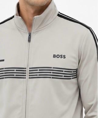 Boss Şeritli Bej-Antrasit Regular Fit Erkek Eşofman Takımı görsel 2