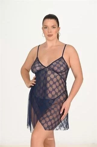 bebekokusu Büyük Beden Lacivert Gecelik 3046 görsel 2