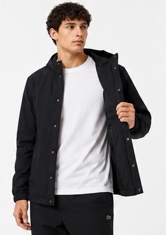 Lacoste Siyah Kapşönlu Dar Kesim Eşofman Takımı görsel 3