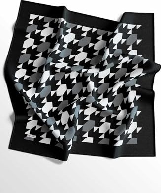 1001 Geometrik Desen Siyah - Beyaz Soft Pamuk Eşarp görsel 5