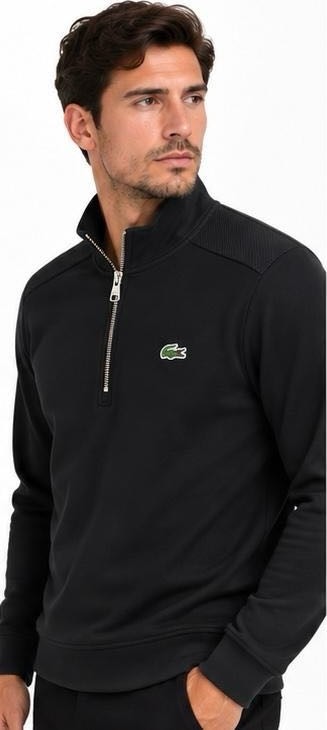 Lacoste Fermuar Yaka Siyah Regular Fit Uzun Kol görsel 3